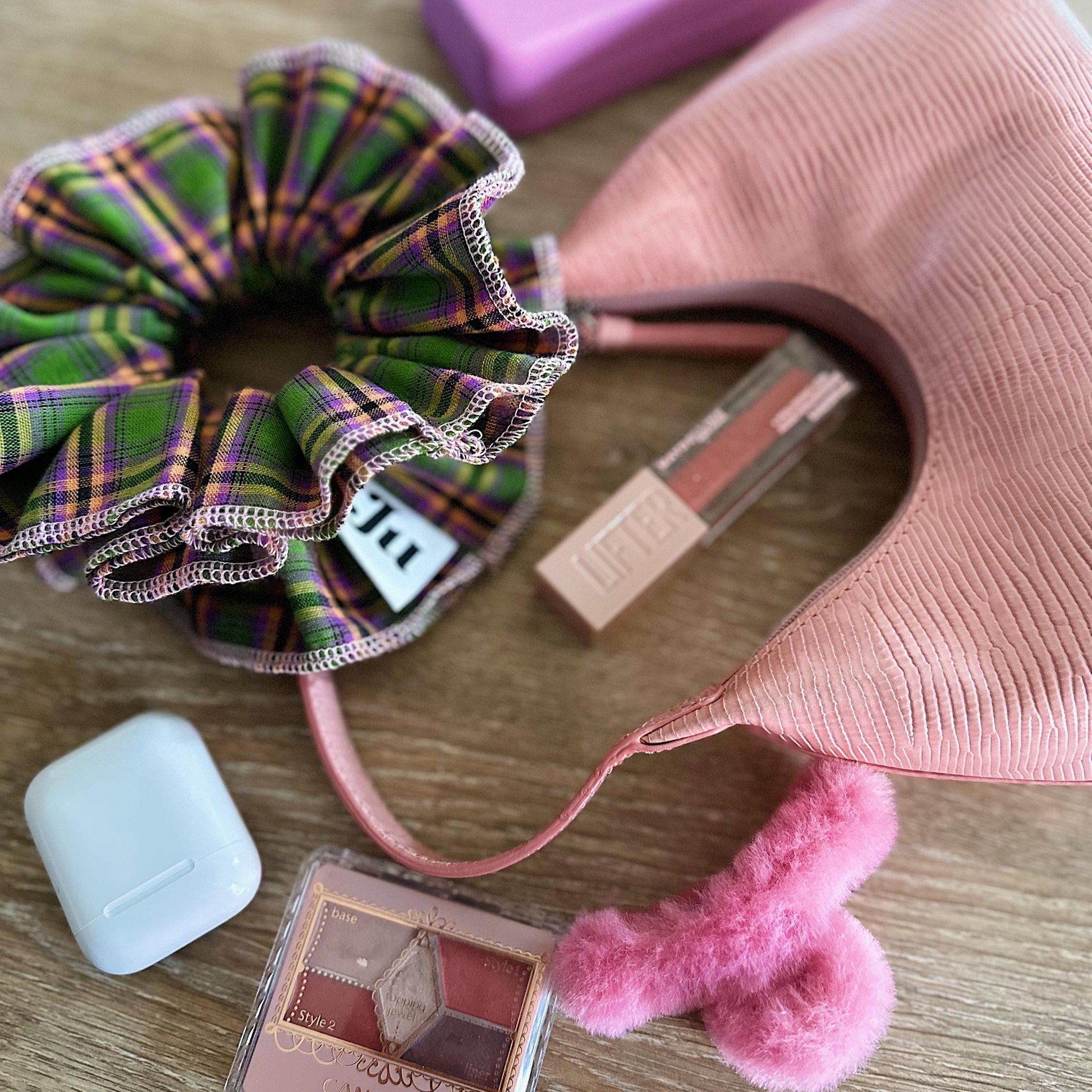 Jumbo Gingham Scrunchies, 4 layers Gingham Scrunchies, Large Frilly Scrunchies For Spring, Hair accessories Gifts for Her Holiday Scrunchies