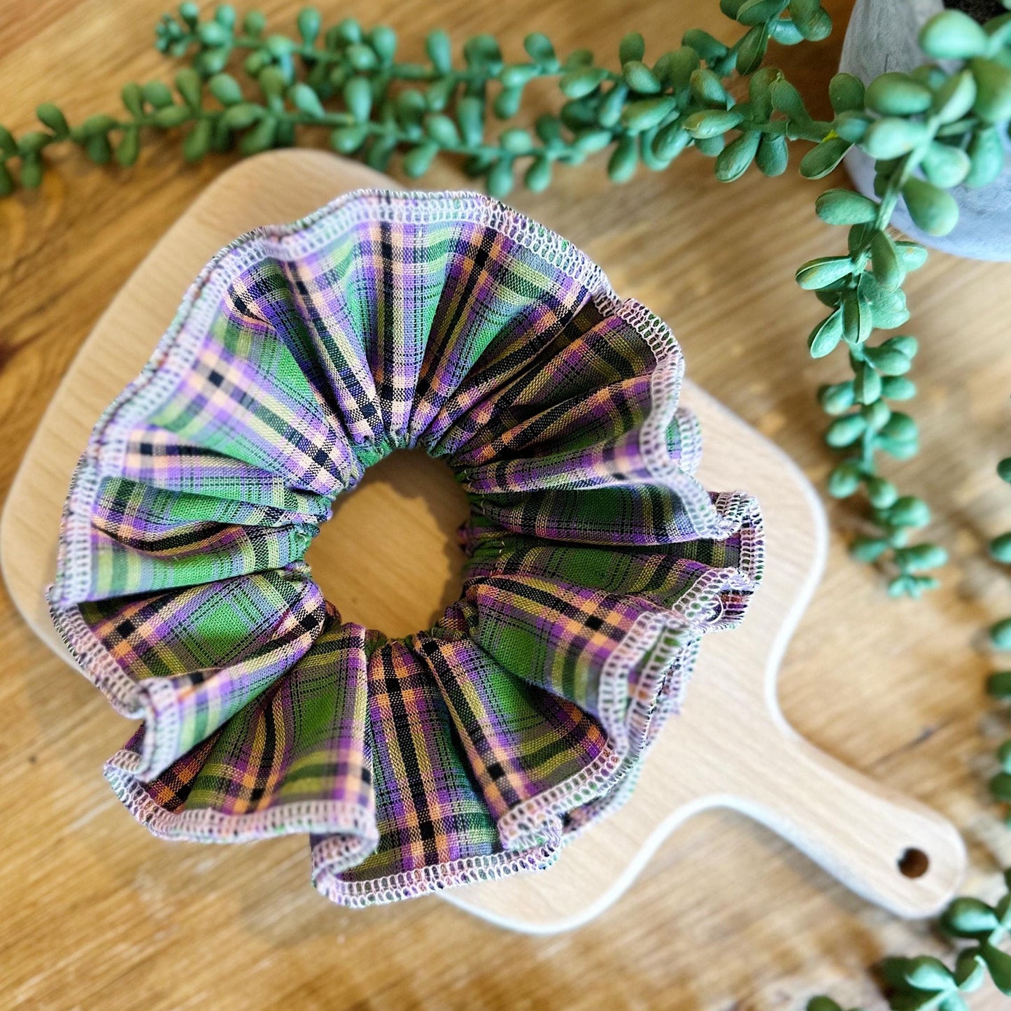 Jumbo Gingham Scrunchies, 4 layers Gingham Scrunchies, Large Frilly Scrunchies For Spring, Hair accessories Gifts for Her Holiday Scrunchies