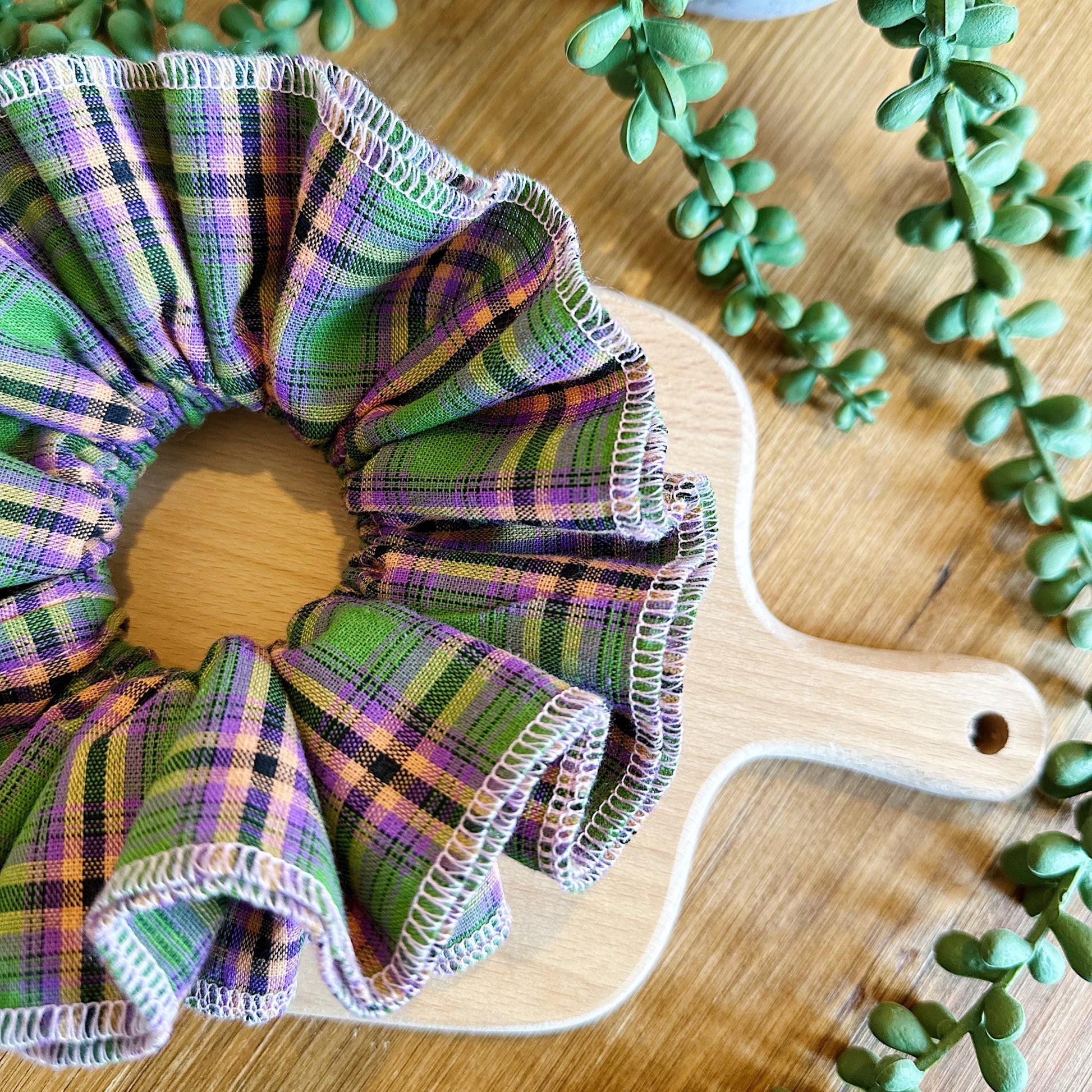 Jumbo Gingham Scrunchies, 4 layers Gingham Scrunchies, Large Frilly Scrunchies For Spring, Hair accessories Gifts for Her Holiday Scrunchies