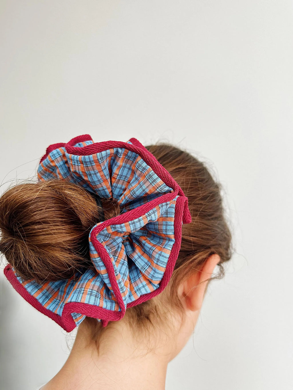 Jumbo Blue Plaid Scrunchies