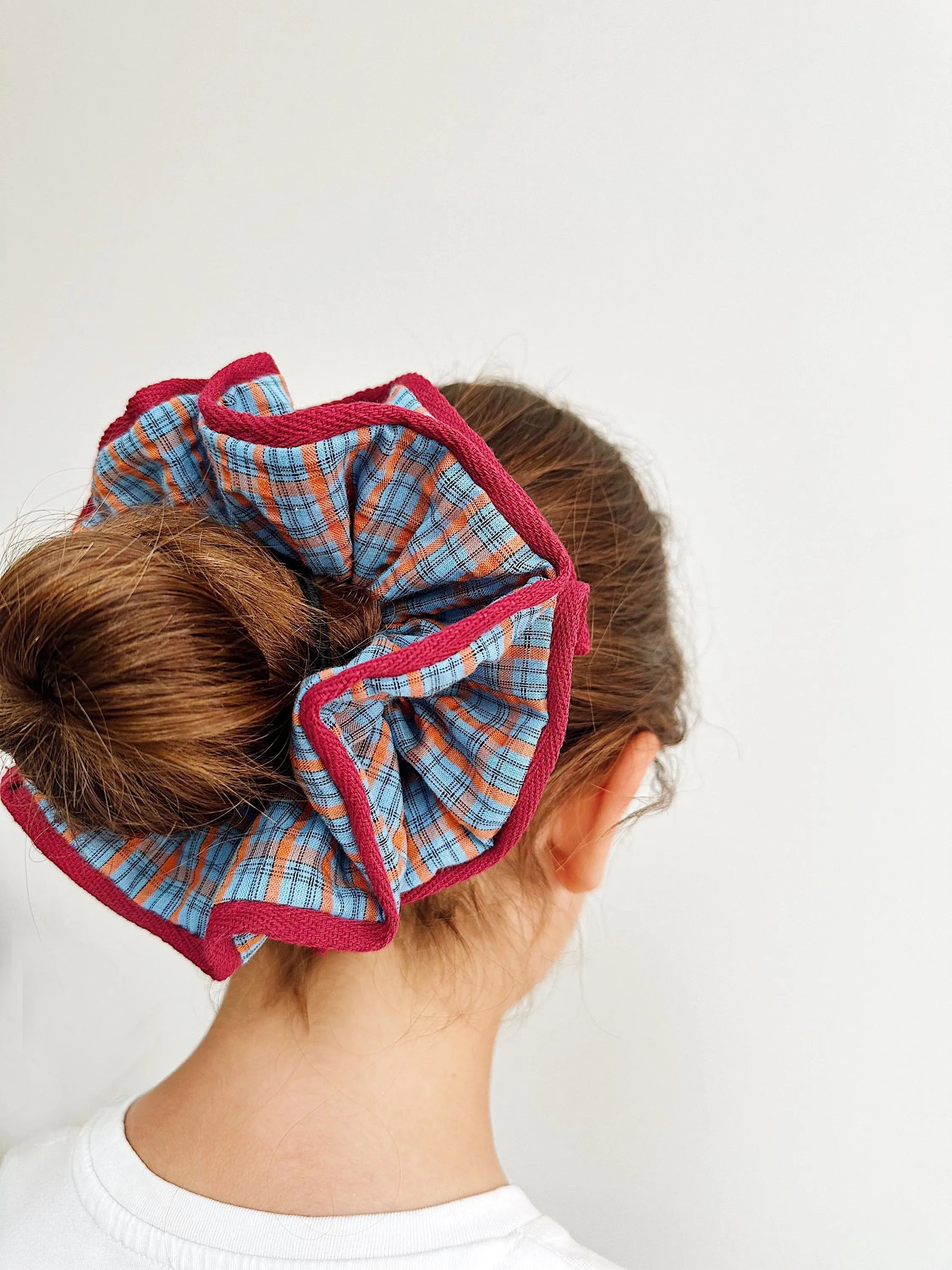 Jumbo Blue Plaid Scrunchies