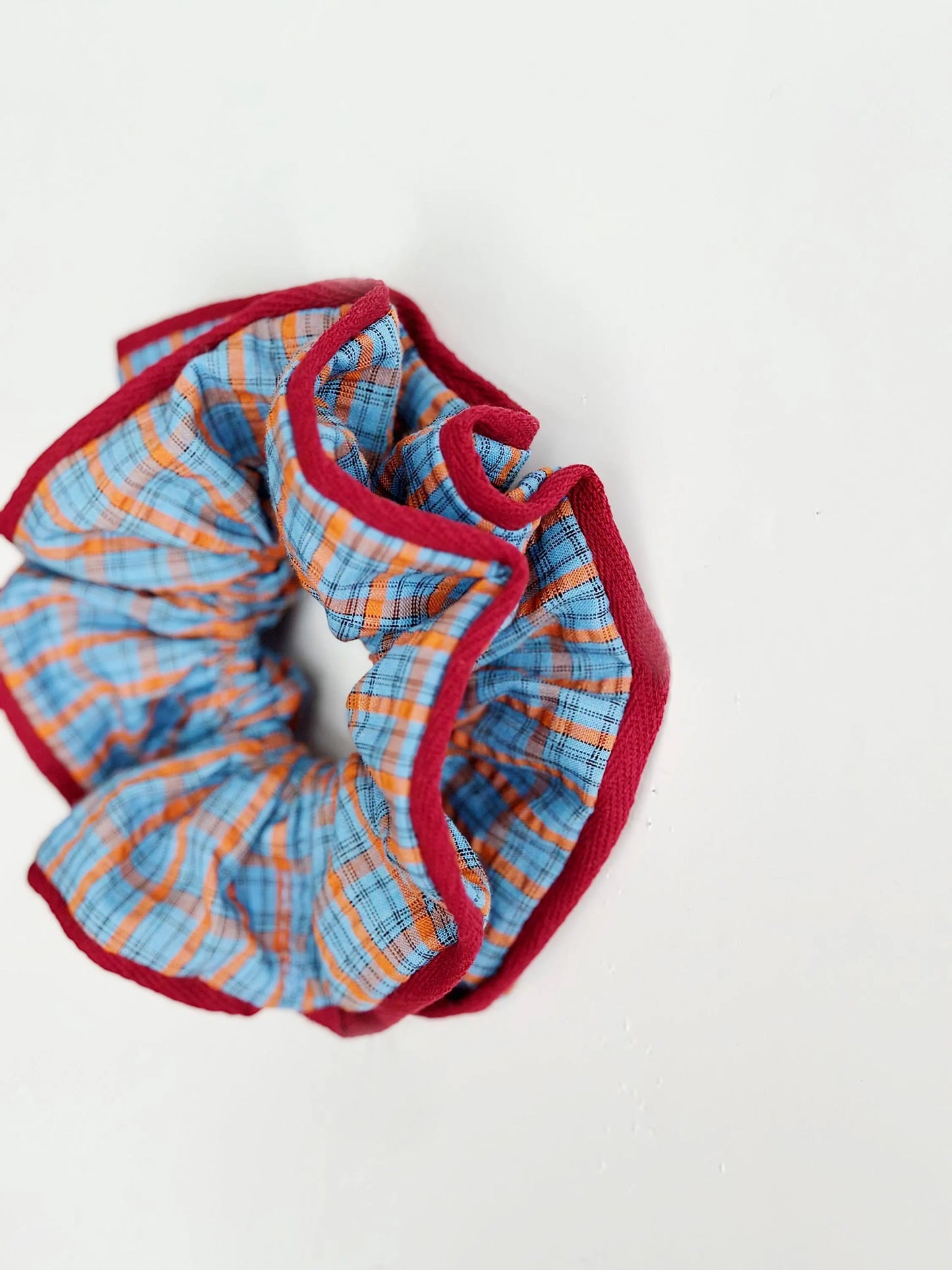 Jumbo Blue Plaid Scrunchies