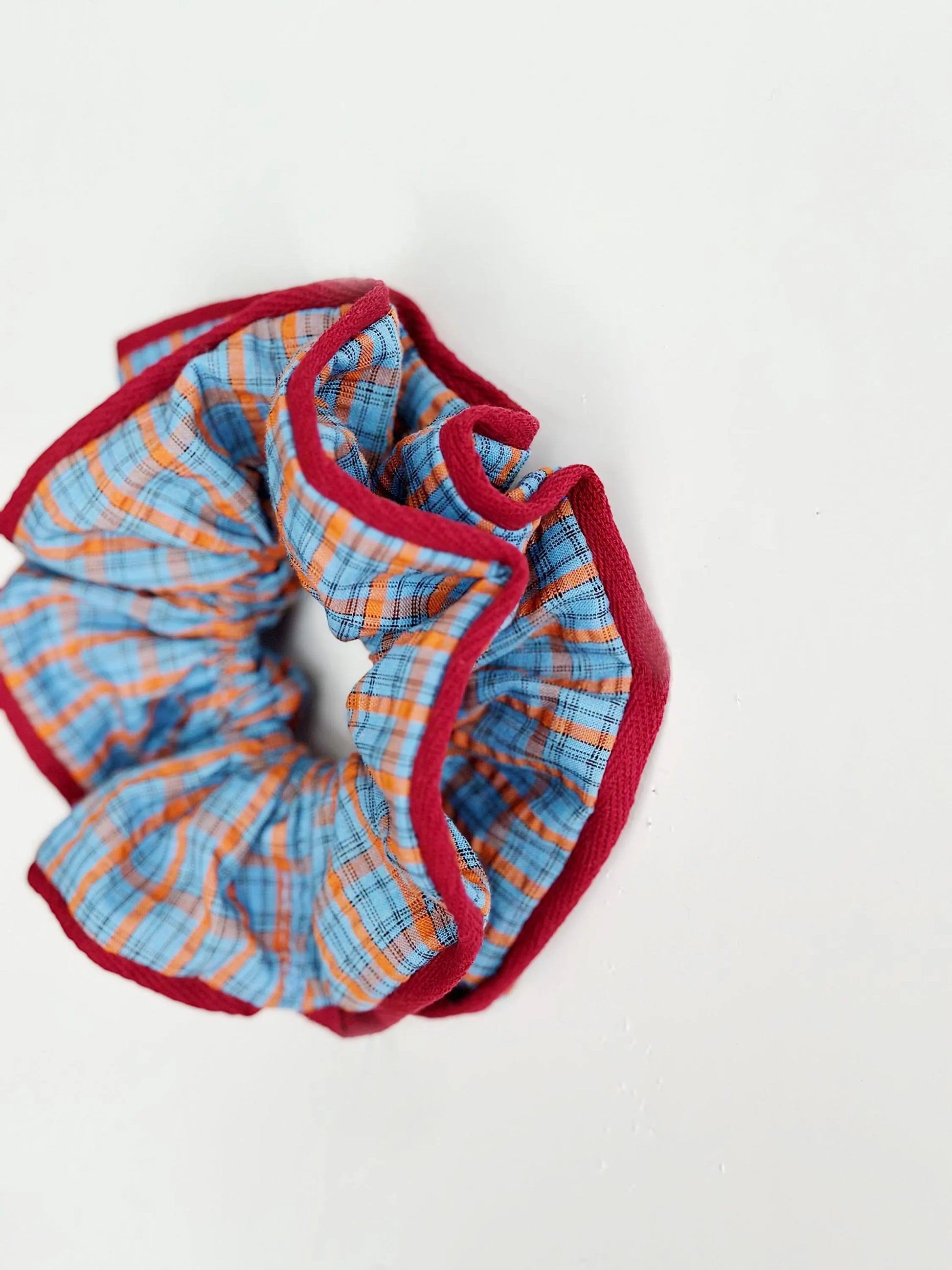 Jumbo Blue Plaid Scrunchies