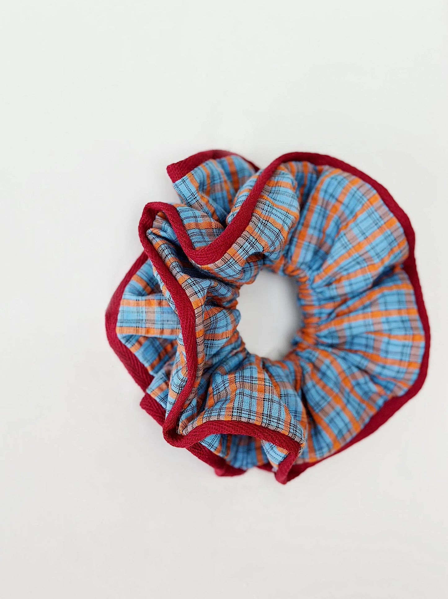 Jumbo Blue Plaid Scrunchies