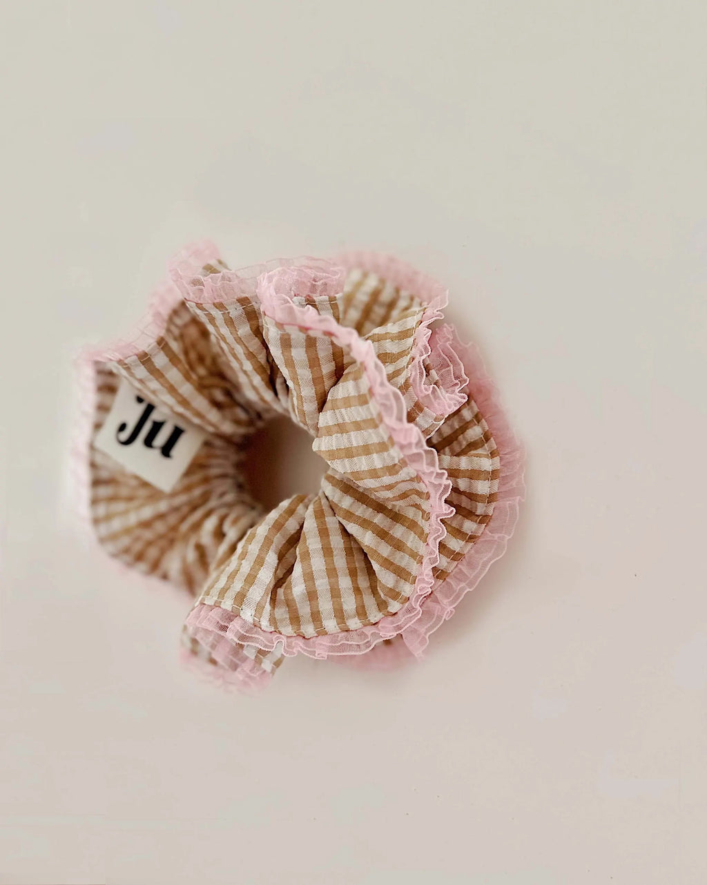 Jumbo Brown Gingham Double Layer Scrunchies