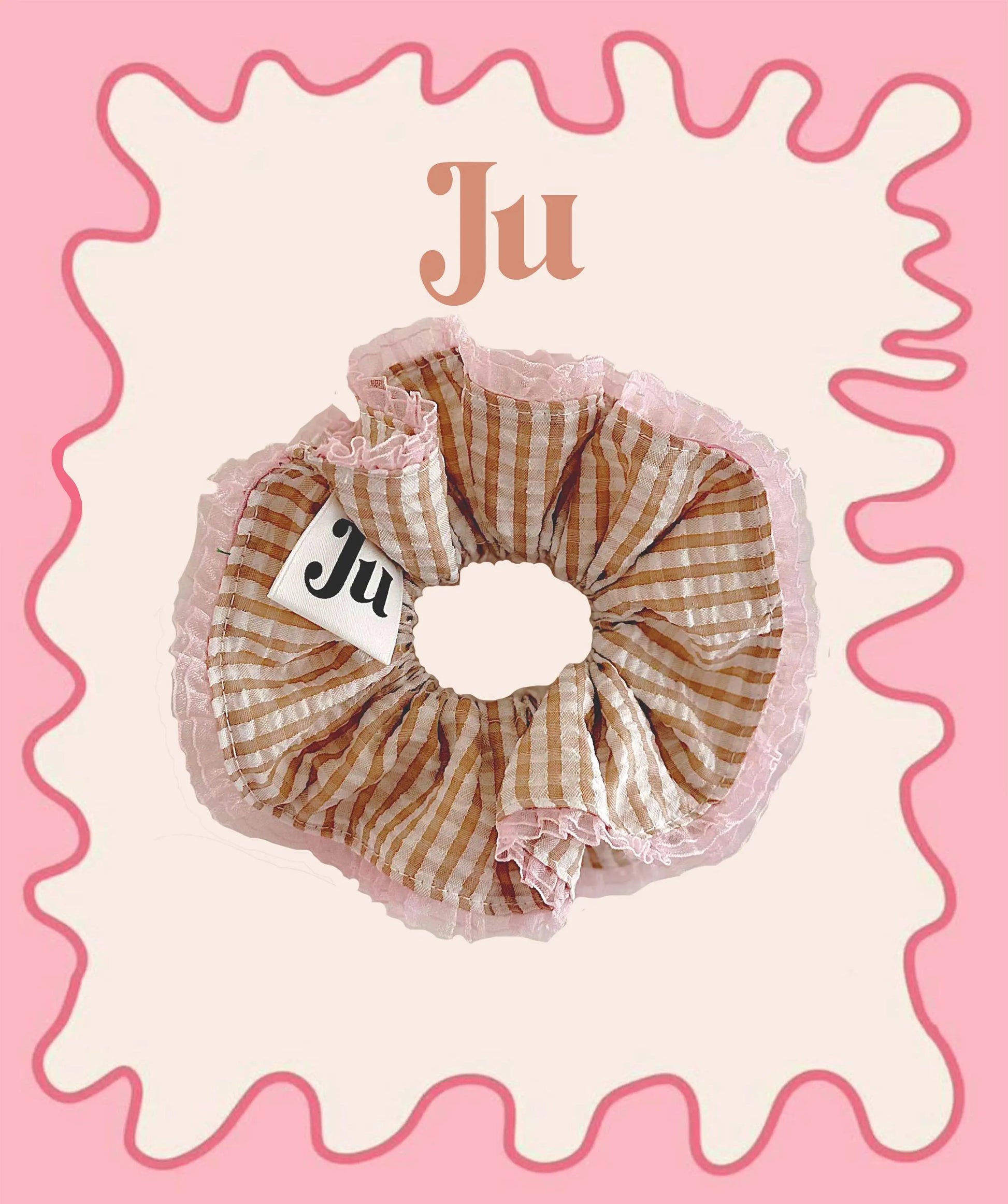 Jumbo Brown Gingham Double Layer Scrunchies