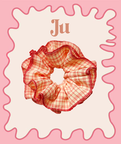 Statement Orange Gingham 4 Layers Scrunchie
