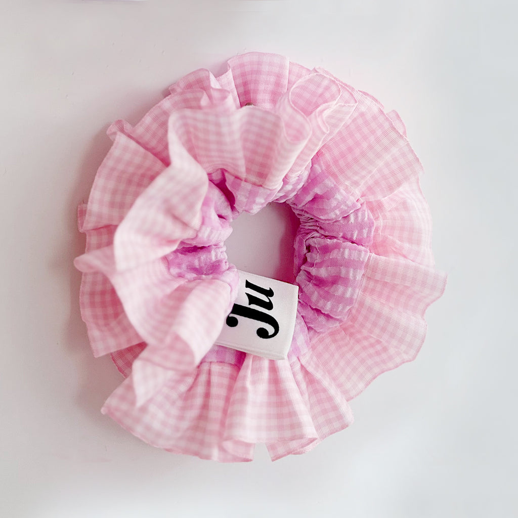 Statement Pink Gingham Scrunchies