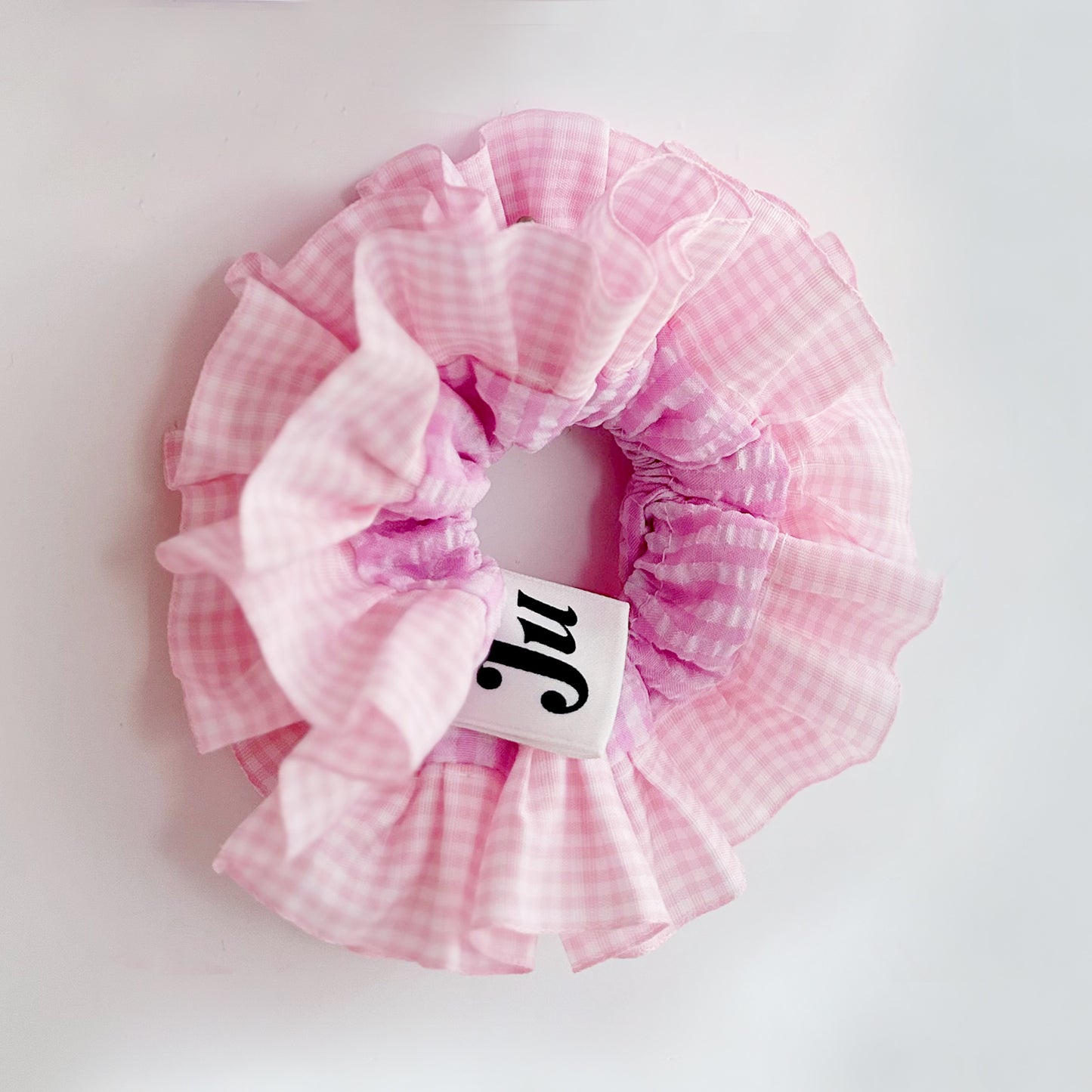 Statement Pink Gingham Scrunchies