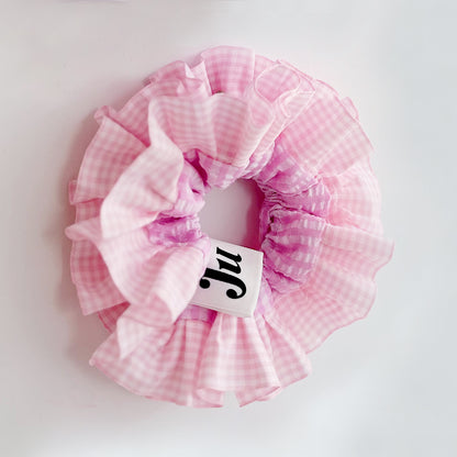 Statement Pink Gingham Scrunchies