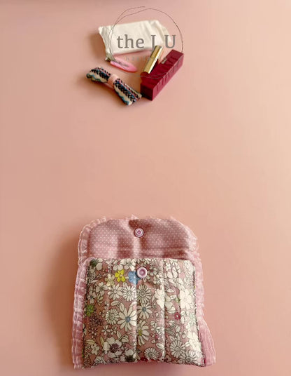 Pink Floral Snap Pouch – Cute Quilted Mini Bag