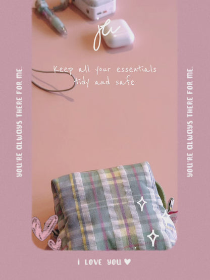 Pink Plaid Zipper Pouch – Quilted Mini Bag