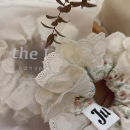 Scrunchies For Spring, Oversized Scrunchies,Large Broderie Anglaise Scrunchies, Frilly Scrunchies, Double layer Scrunchies Gift for Her