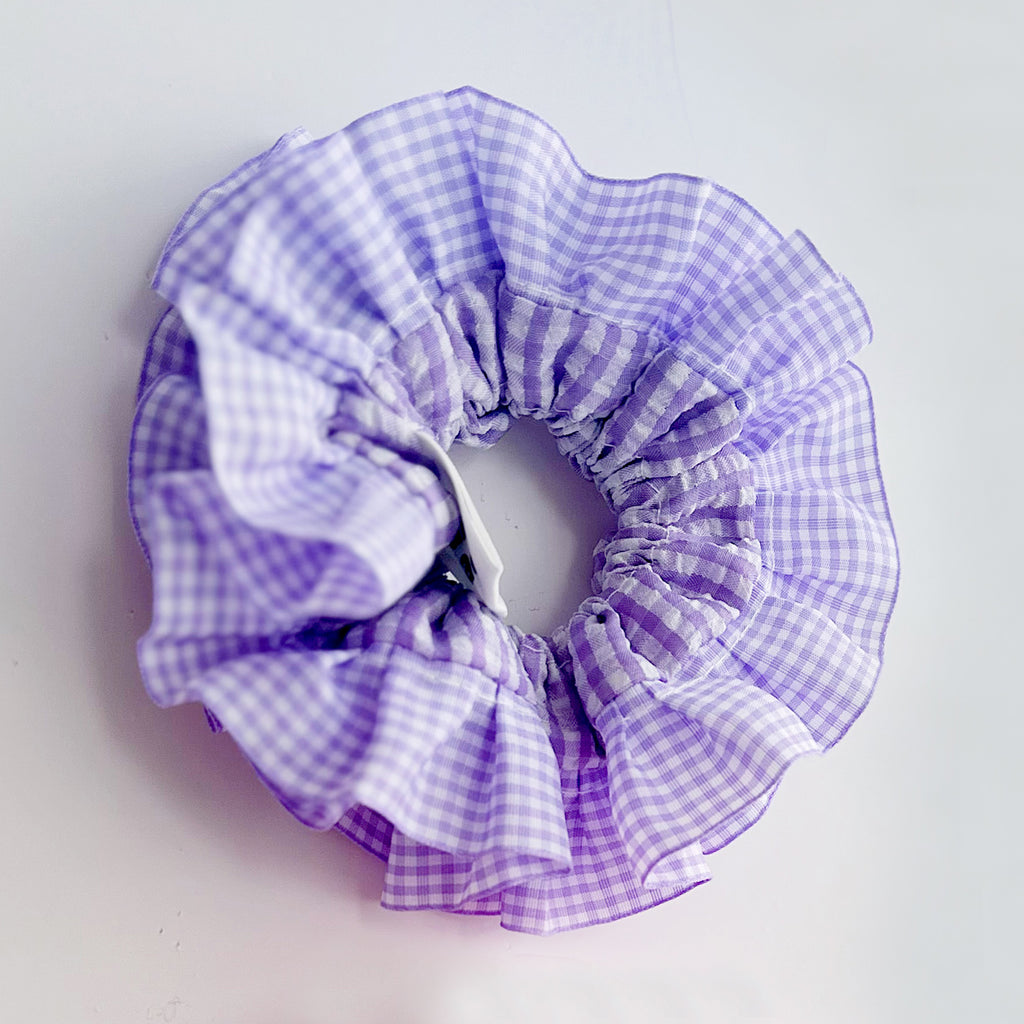 Statement Purple Gingham Scrunchies