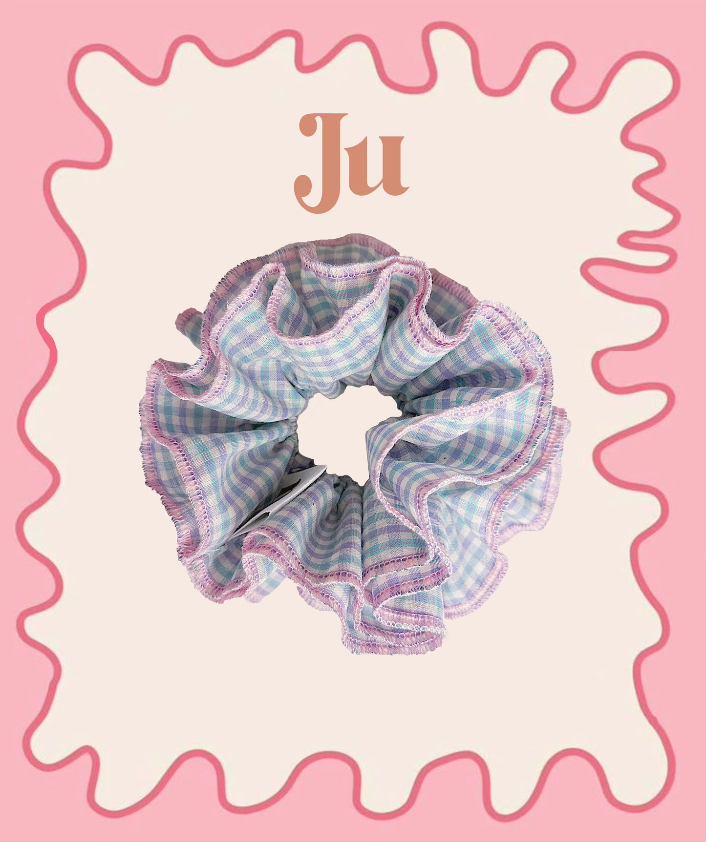 Jumbo Blue&Pink Gingham Scrunchies