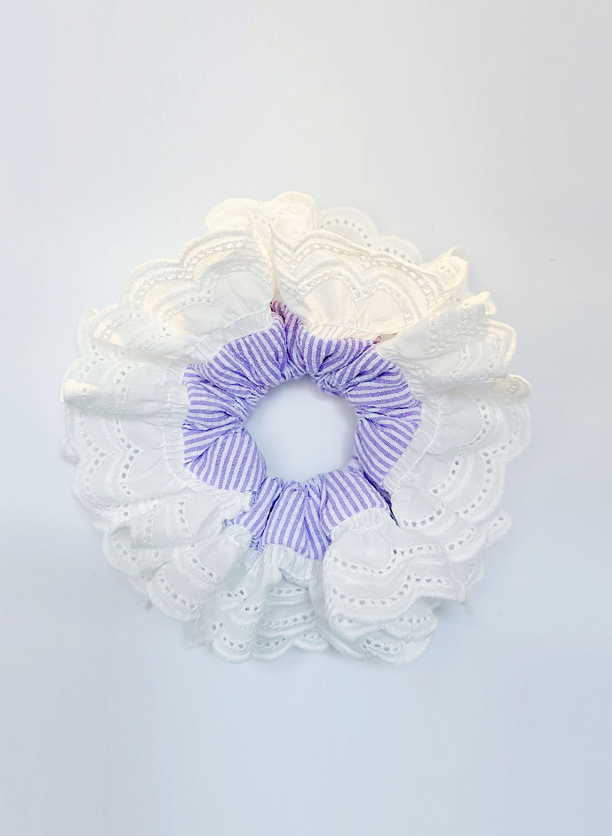 Oversized Purple Striped Ruffles Scrunchies