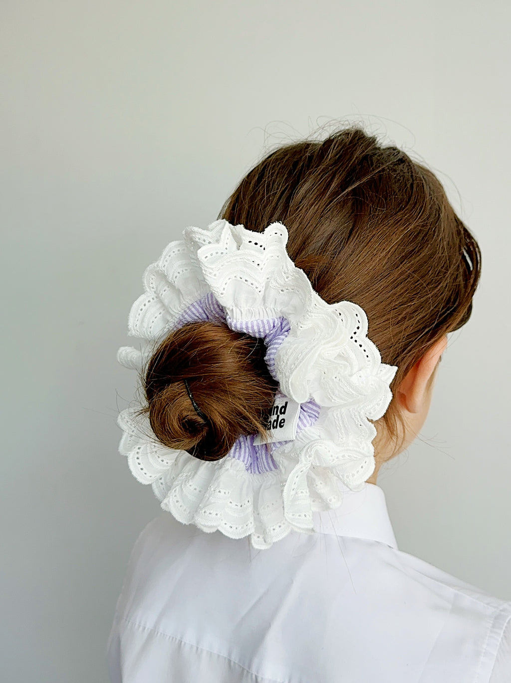 Oversized Purple Striped Ruffles Scrunchies