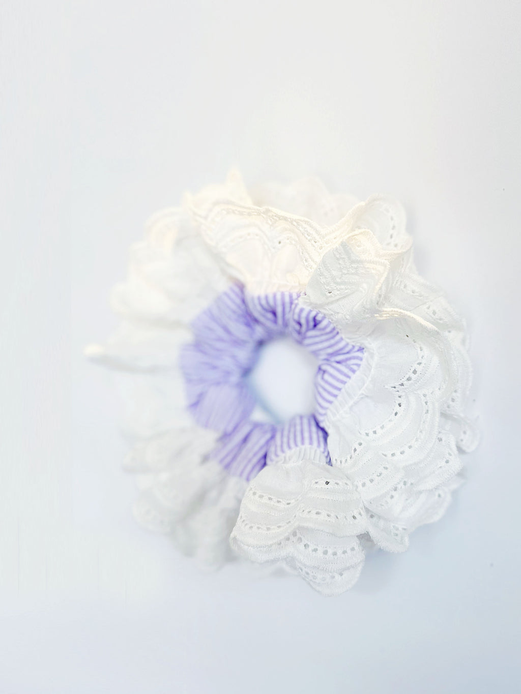 Oversized Purple Striped Ruffles Scrunchies
