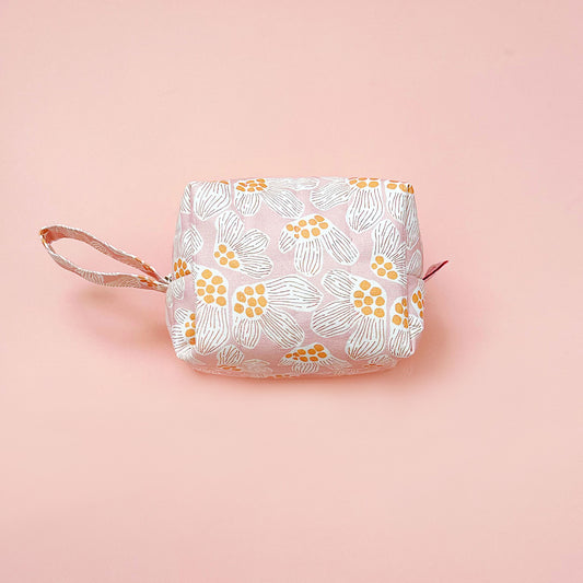 Soft Floral Zipper Pouch | Korean Cotton Fabric | YKK Zipper
