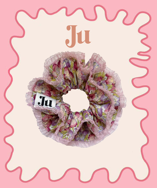 Liberty Jumbo Dusty Pink Floral Scrunchies