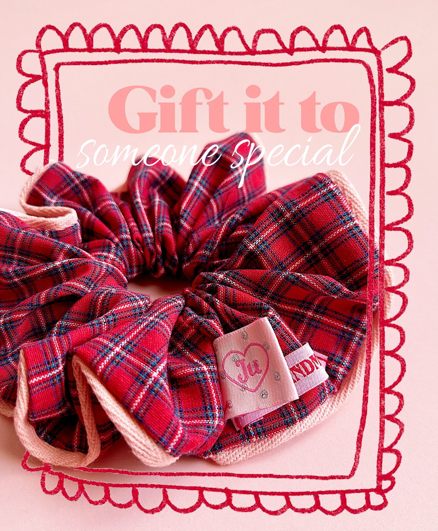 Valentine's Special : Statement Red Plaid Scrunchie