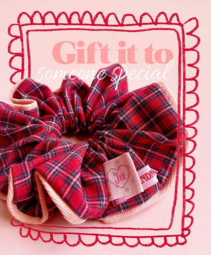 Valentine's Special : Statement Red Plaid Scrunchie