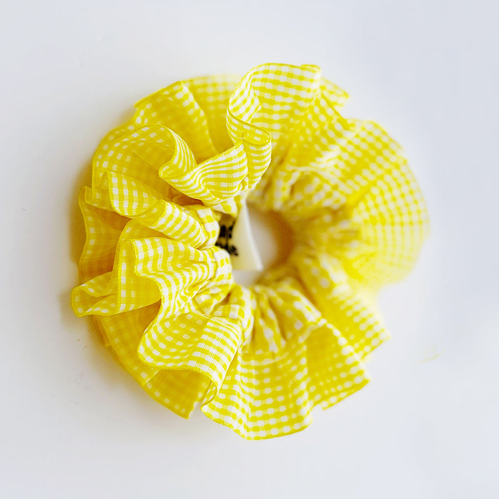 Statement Yellow Gingham Scrunchies