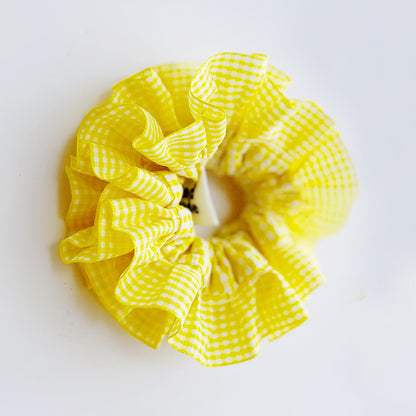 Statement Yellow Gingham Scrunchies